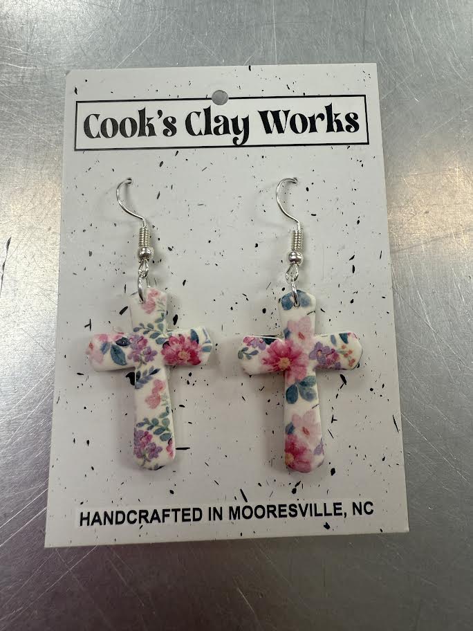 Floral Cross Dangles