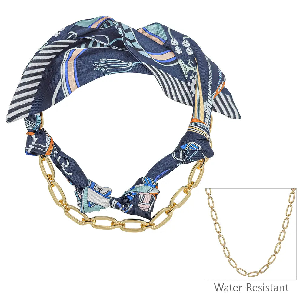 Scarf Necklace with Gold Chain