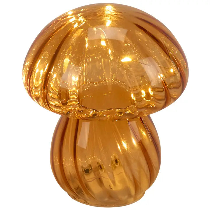 Lighted Orange Mushroom Sitter