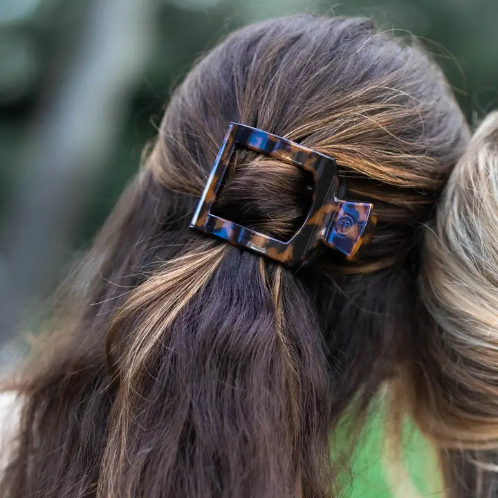 Square Flat Hair Clip | Med. | Tortoise