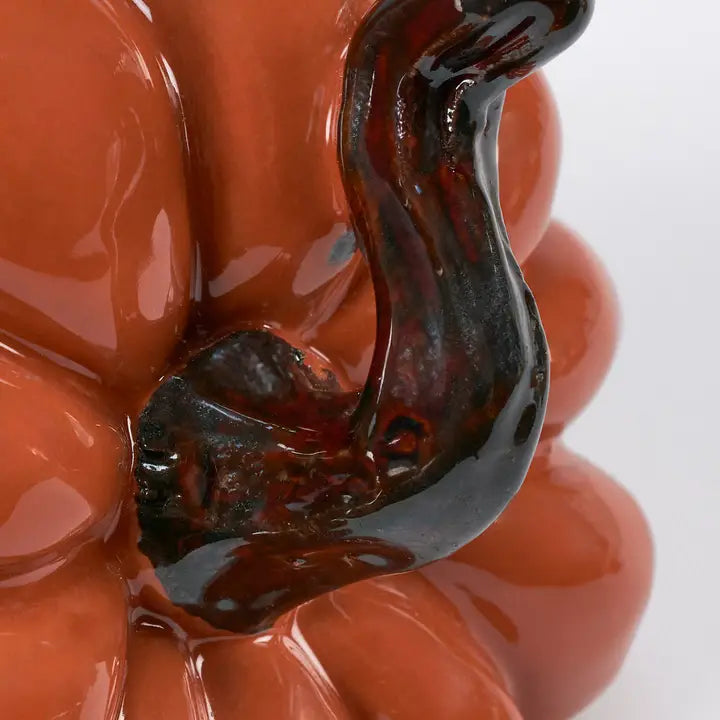 Small Dark Orange Ceramic Pumpkin