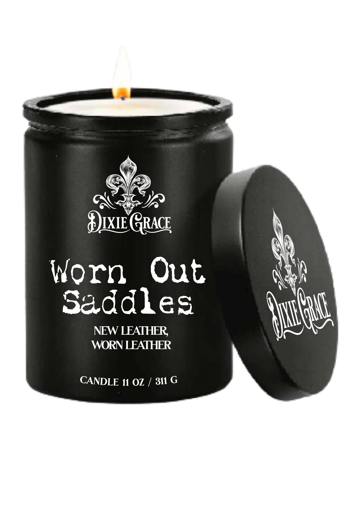 Worn Out Saddles Glass Candle