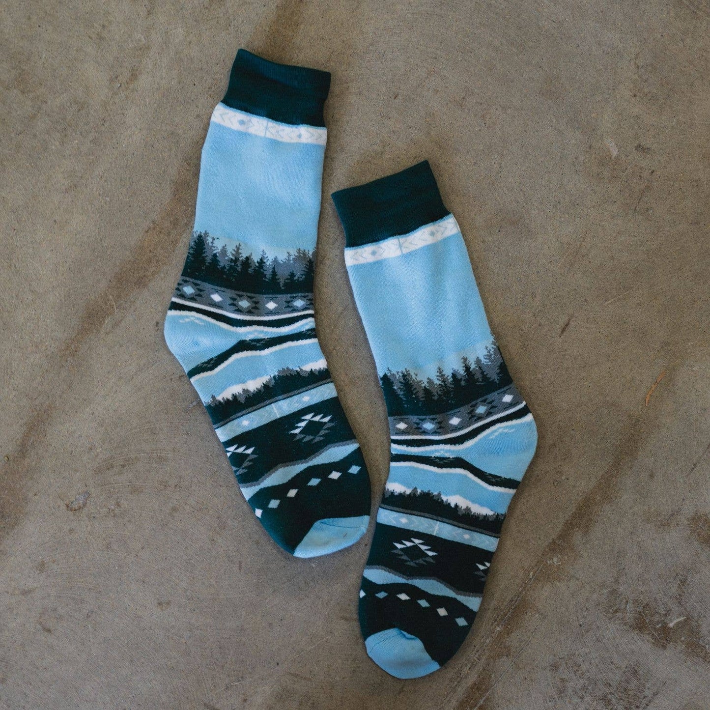 Tree Line Socks Blue/Green