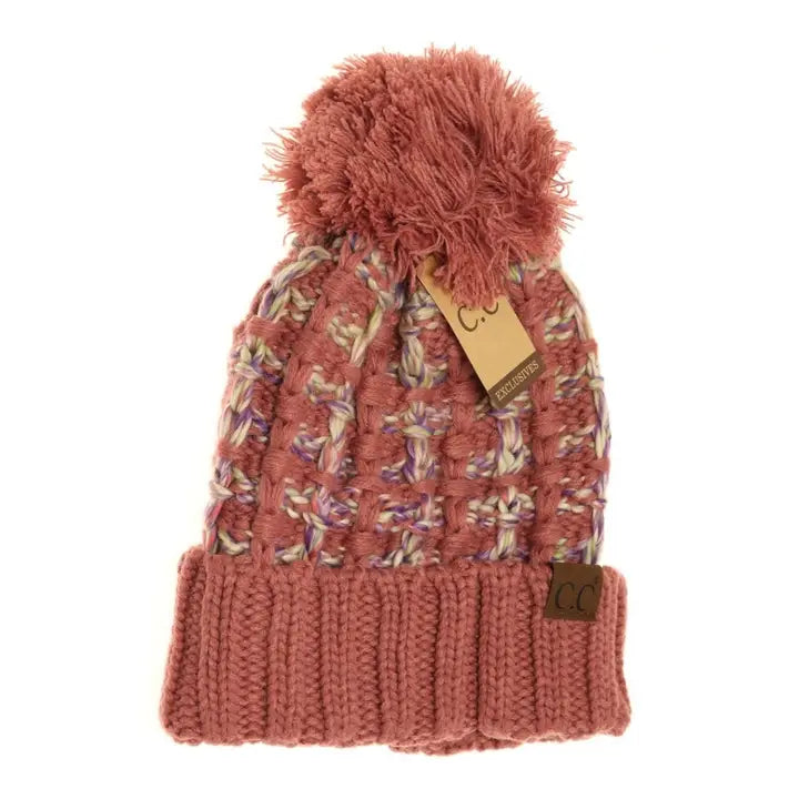 Ombre Double Slipstitch Pom Beanie