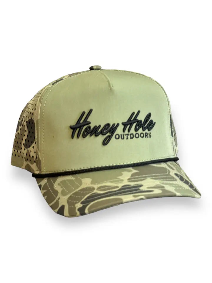 Honey Hole Performance Rope Green Camo Hat