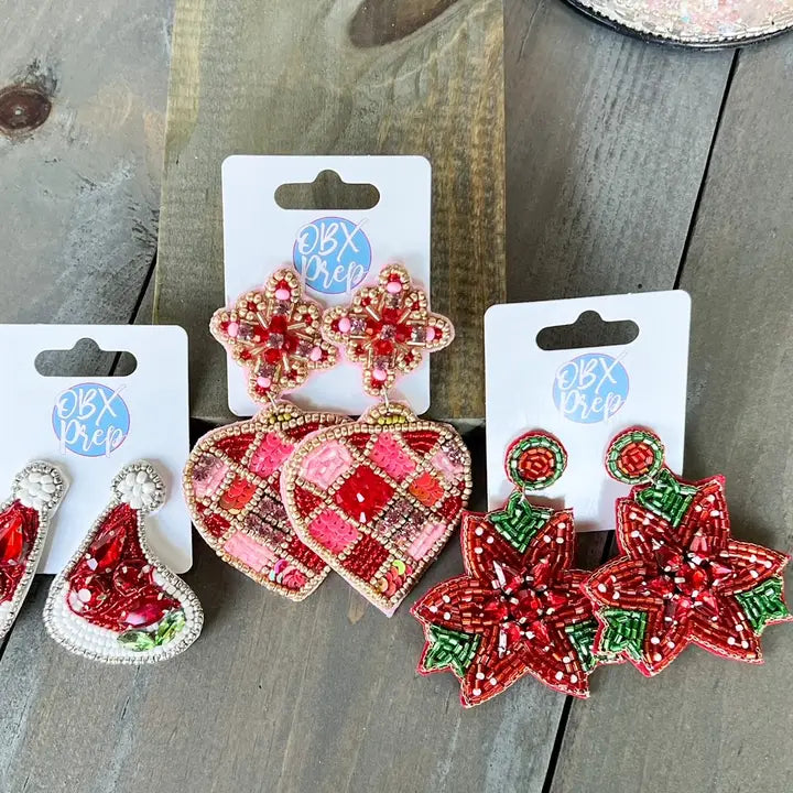 Santas Ruby Red Hat Earrings