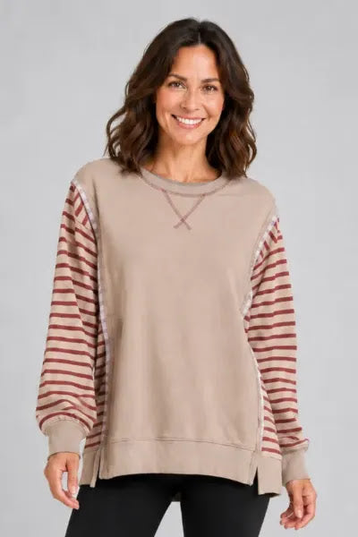 French Terry Stripe Pullover