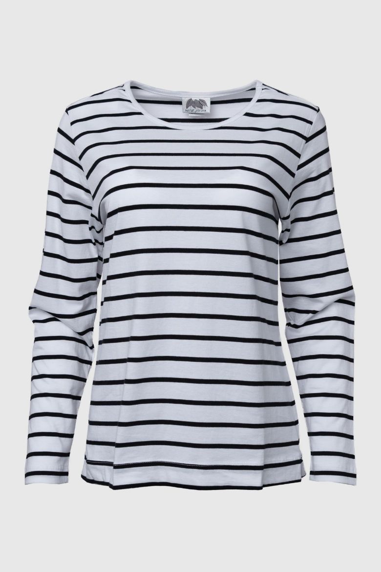 White/Black Stripe Jersey Knit Tee