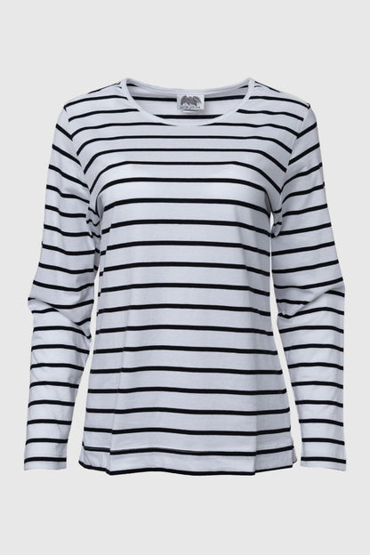 White/Black Stripe Jersey Knit Tee