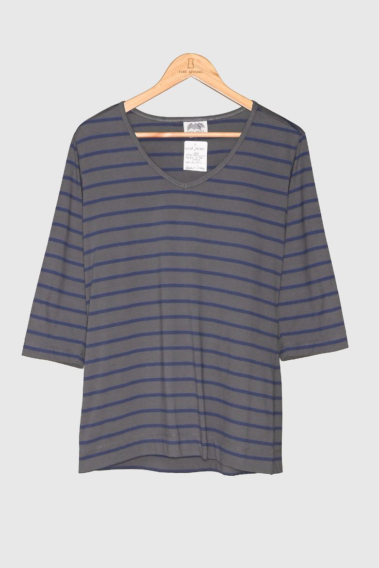 Blue Striped V-Neck Tee