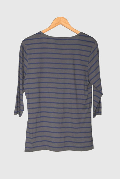 Blue Striped V-Neck Tee