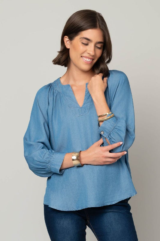 Tencel Balloon Sleeve Blouse