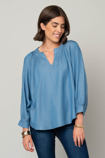 Tencel Balloon Sleeve Blouse