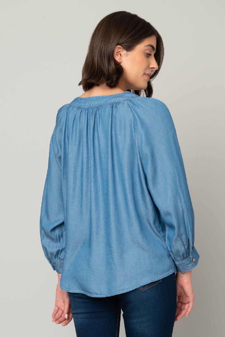 Tencel Balloon Sleeve Blouse