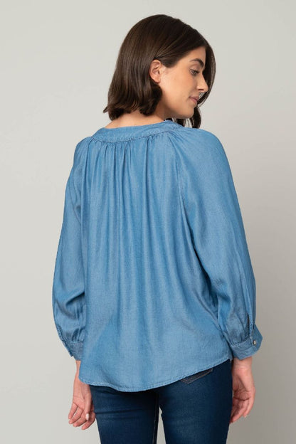 Tencel Balloon Sleeve Blouse