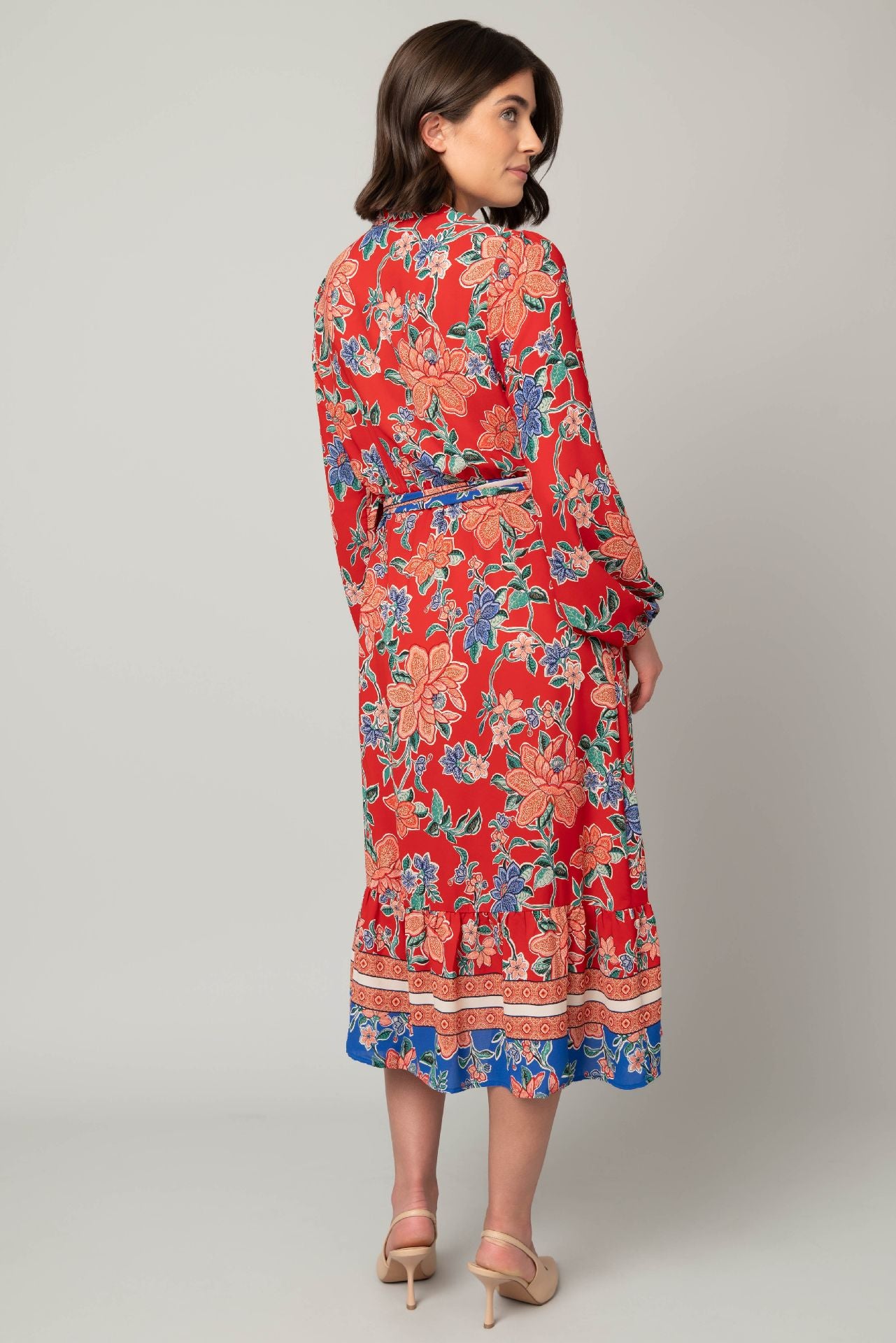 Red Floral Tie Maxi Dress