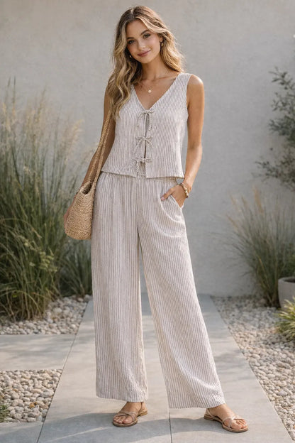 KHAKI STRIPE PANT