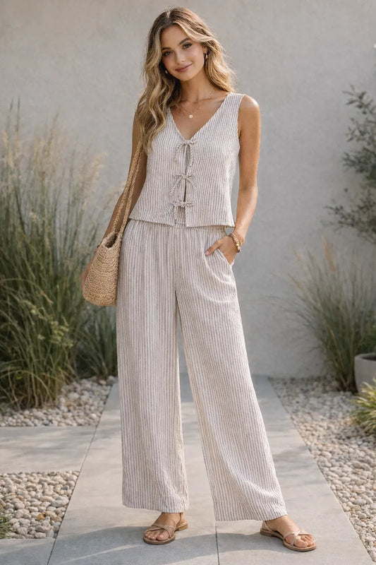 KHAKI STRIPE PANT