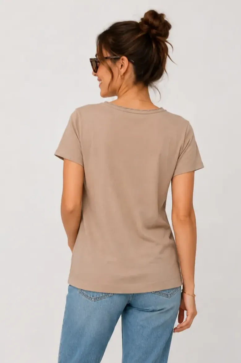 Slub Knit Tee w/ Raw Edge Trims