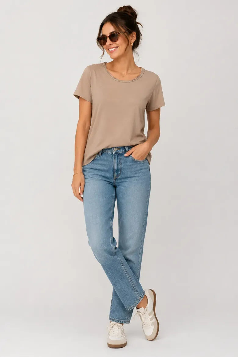 Slub Knit Tee w/ Raw Edge Trims