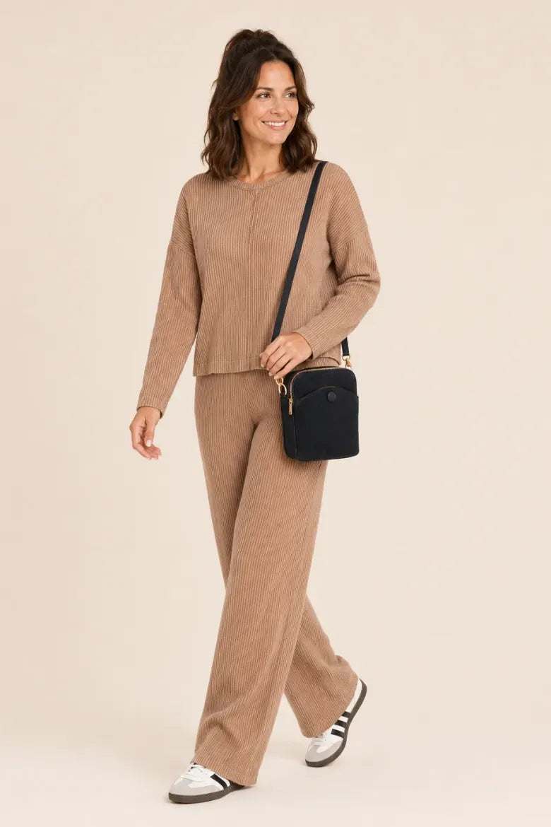 Baby Cable Box Cut Top w/ Raw Trims + Pull On Pant Set