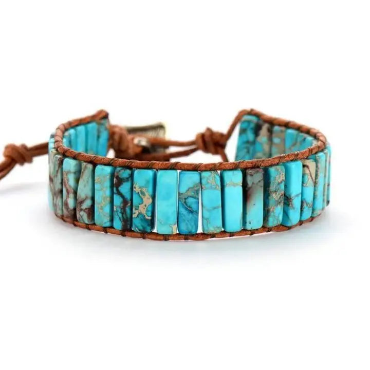 Turquoise Jasper Stone Tube Bracelet B38