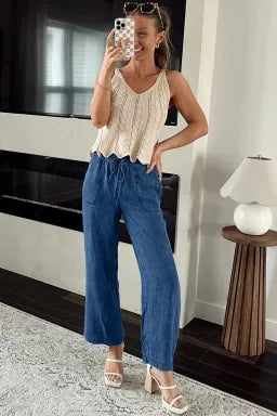 Drawstring Denim Pants