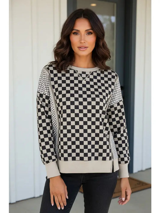 Checkered High Low Top