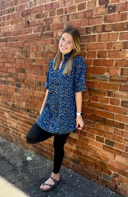 Wild Leopard Denim Dress