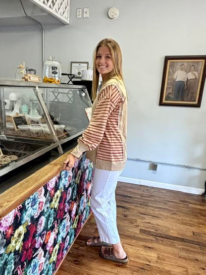 French Terry Stripe Pullover