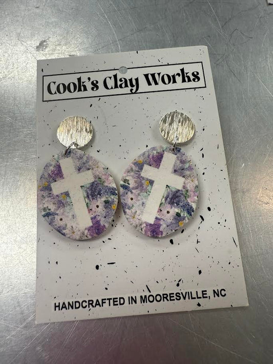 Floral Cross Dangles