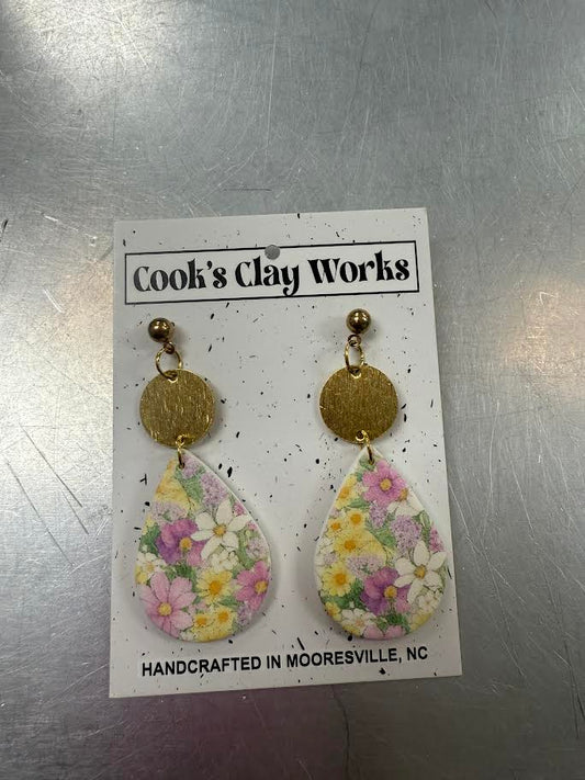 Gold Floral Dangles