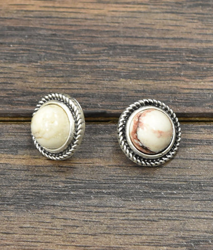 White Turquoise Stud Earrings