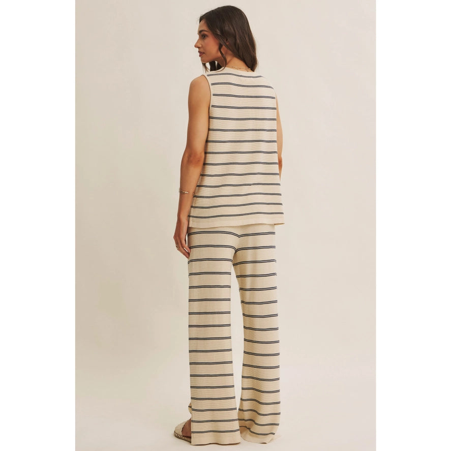 Navy Striped Linen Set