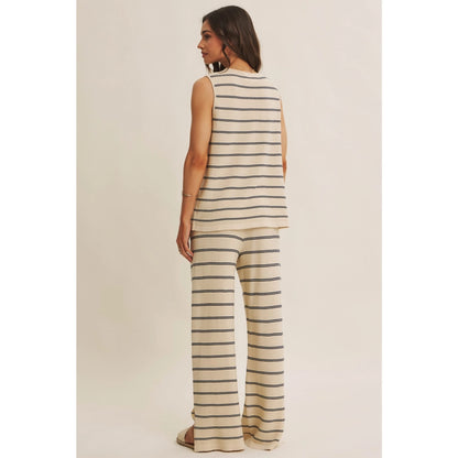 Navy Striped Linen Set