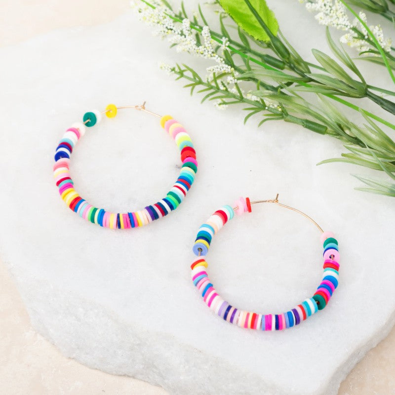 Beaded Closed Hoop Earrings