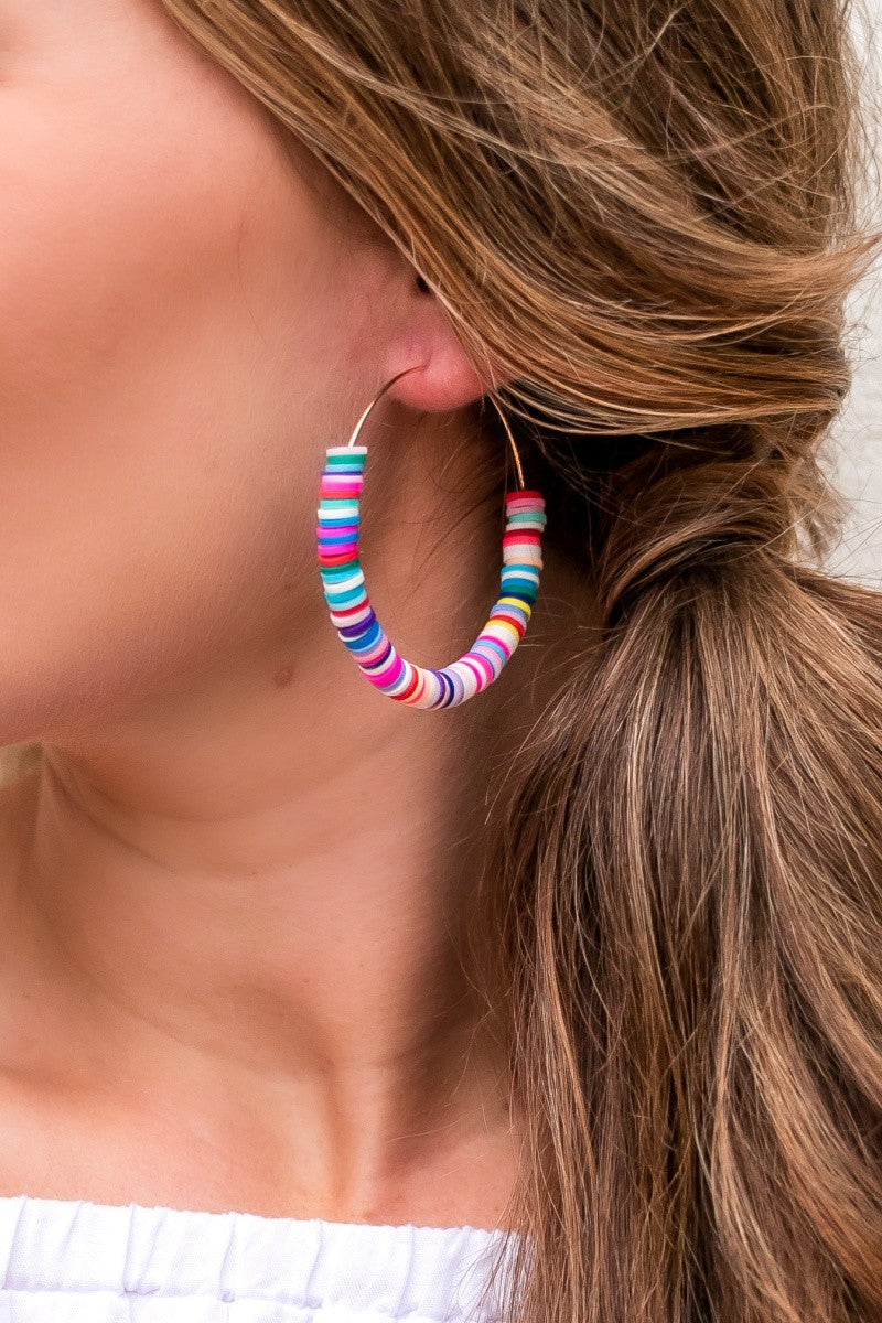 Beaded Closed Hoop Earrings