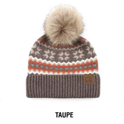 Nordic Fair Isle Pom Beanie Hat