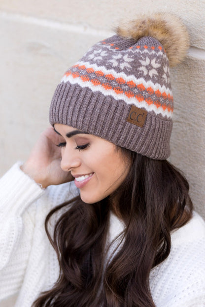 Nordic Fair Isle Pom Beanie Hat