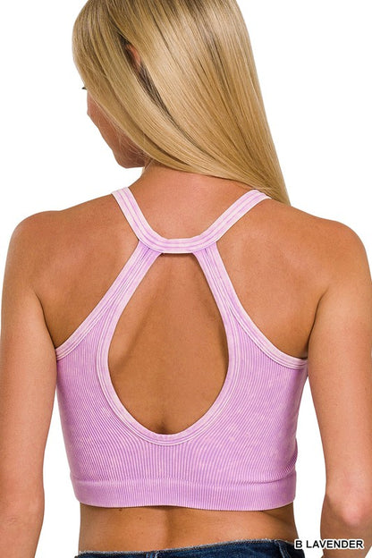 SEAMLESS BUTTON V-NECK TANK TOP