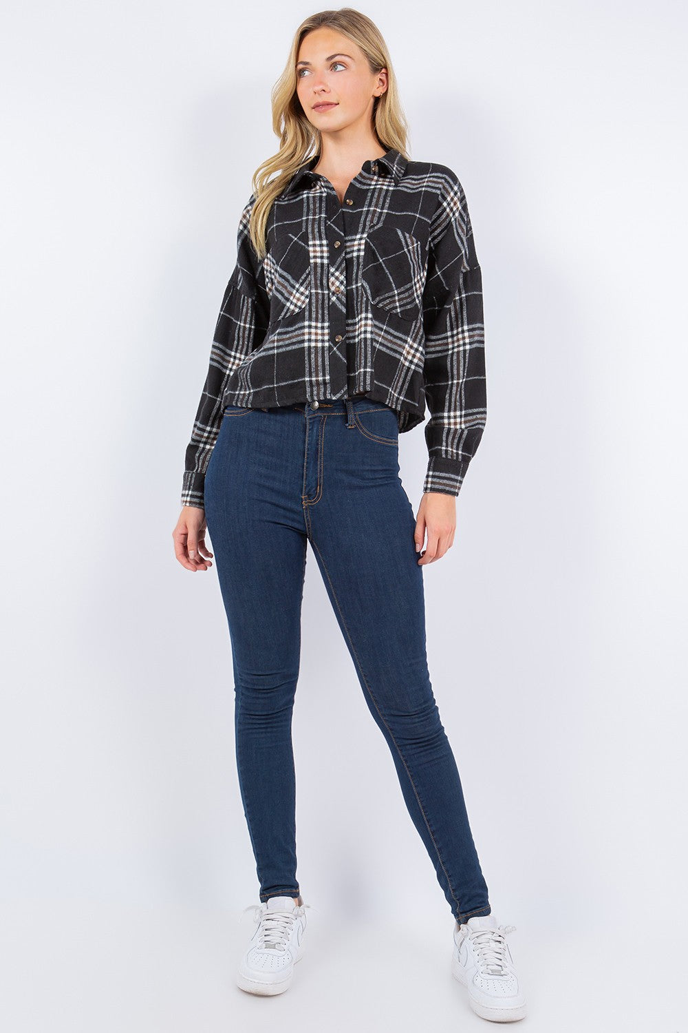 Cropped Flannel Shirt