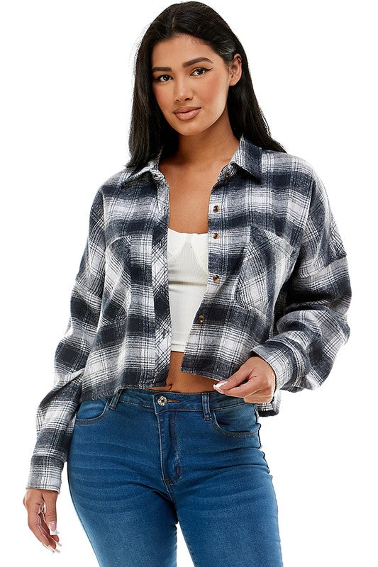 Cropped Flannel Shirt