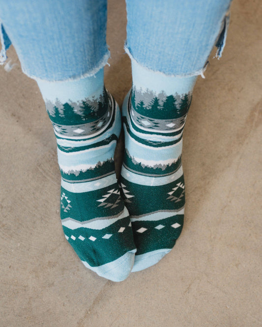 Tree Line Socks Blue/Green