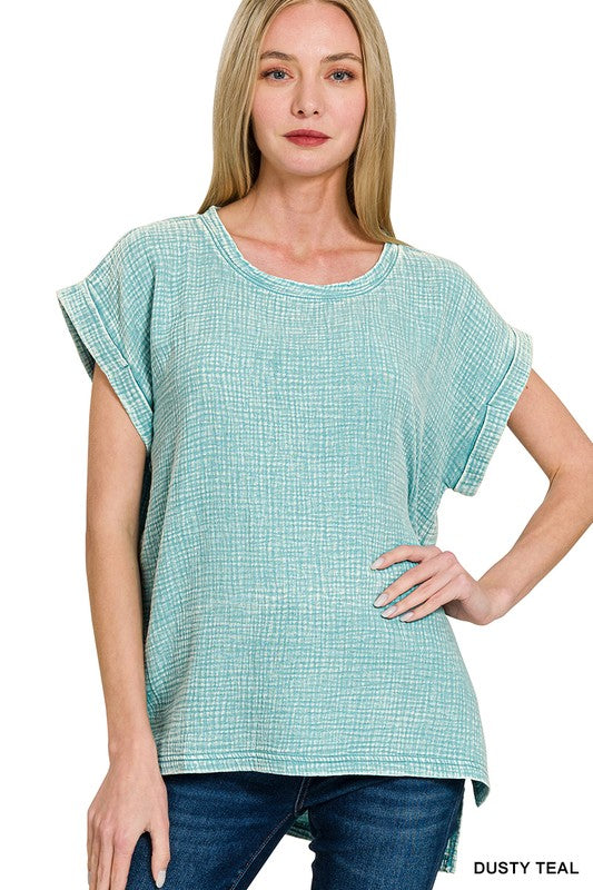 Woven Acid Washed Top