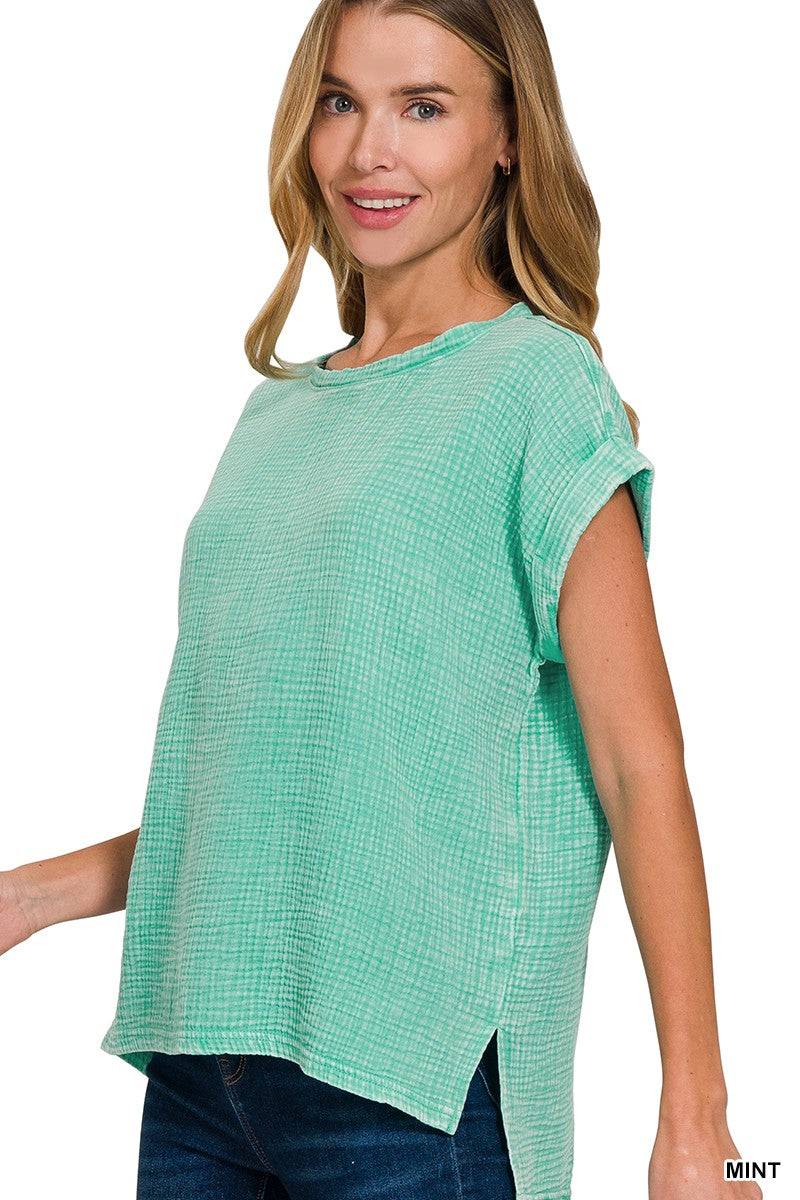 Woven Acid Washed Top