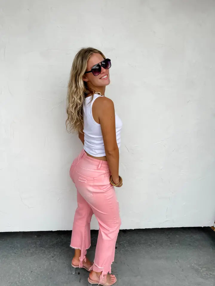 Pink Distressed Jean