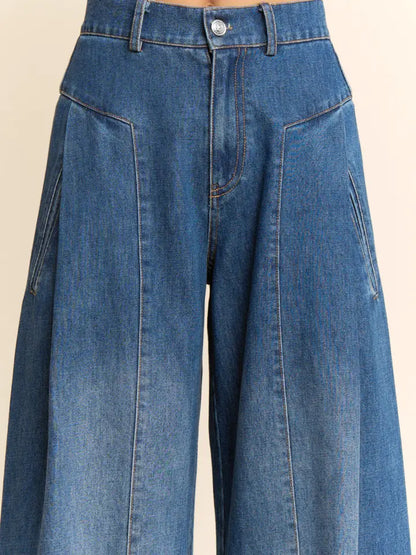 High Waisted Wide Leg Denim Pants
