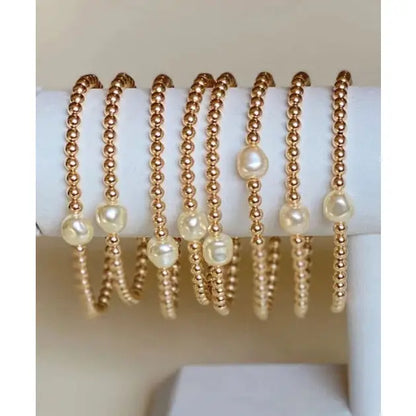 Pearl & Gold Bead 18K Gld Plated