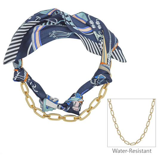 Scarf Necklace with Gold Chain