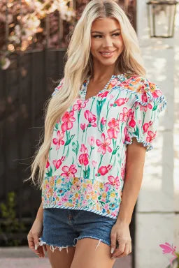 Floral Short Sleeve Blouse